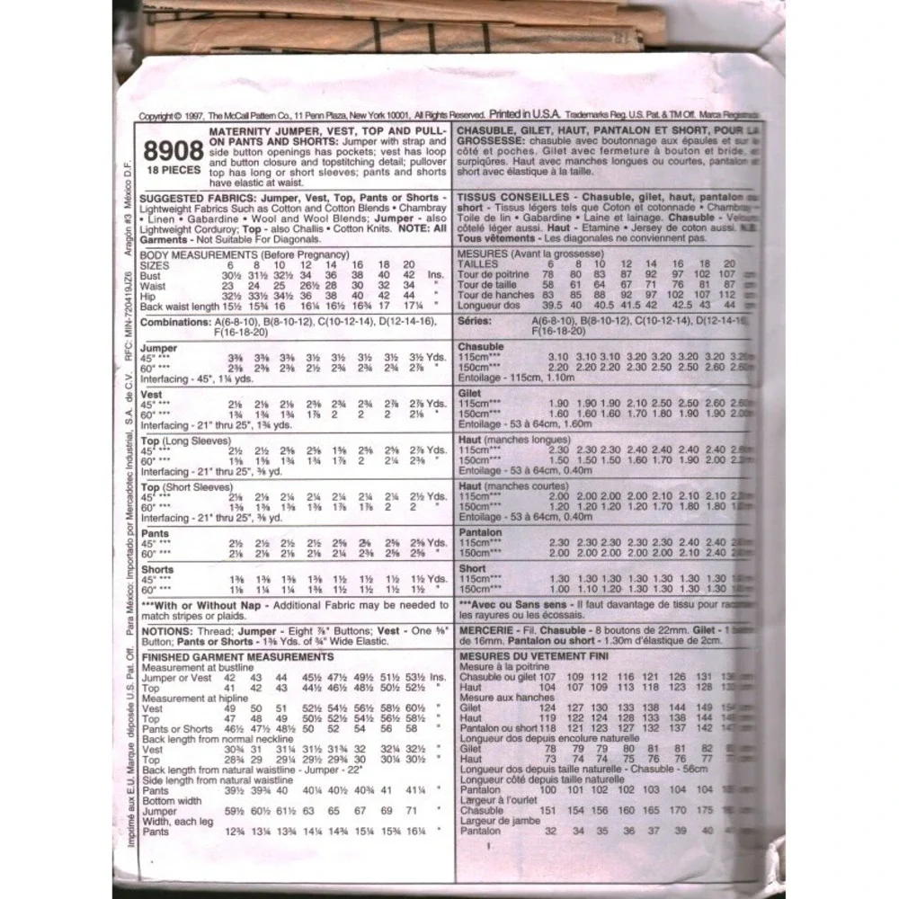 McCalls mccall 8908